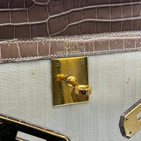 【中古】 Hermès エルメス ケリー28 ベージュ ポロサス×クリノラン ゴールド金具 L刻(1982年) ハンドバッグ 中古品 (hermès,kelly28,used)