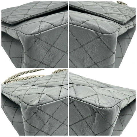 [Used] CHANEL Chanel Matelasse 2.55 Chain Shoulder Bag Grey Calf Leather Silver Hardware 12 Series (2008-2009) Brand Bag Used (CHANEL, matelasse, 2.55, calf, leather, grey, silver, chain, shourder, bag, used)