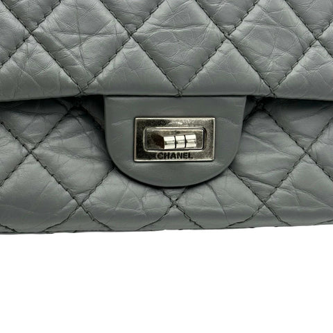 [Used] CHANEL Chanel Matelasse 2.55 Chain Shoulder Bag Grey Calf Leather Silver Hardware 12 Series (2008-2009) Brand Bag Used (CHANEL, matelasse, 2.55, calf, leather, grey, silver, chain, shourder, bag, used)