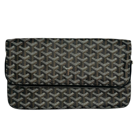 [Used] GOYARD Saint Marie MM Black PVC x Leather Clutch Bag Silver Hardware Brand Bag Used (GOYARD, sainte marie, mm, black, pvc, leather, silver, clutchbag, used)