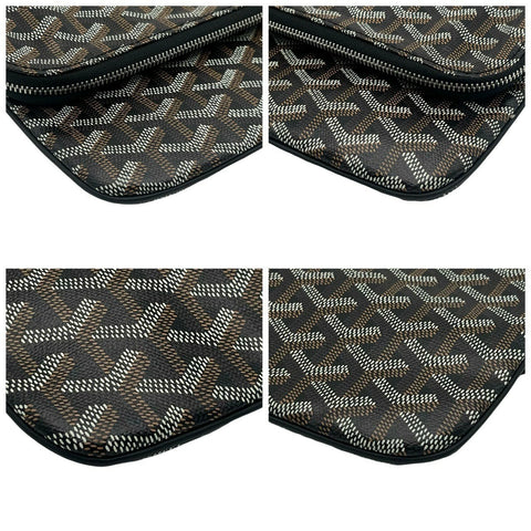 [Used] GOYARD Saint Marie MM Black PVC x Leather Clutch Bag Silver Hardware Brand Bag Used (GOYARD, sainte marie, mm, black, pvc, leather, silver, clutchbag, used)