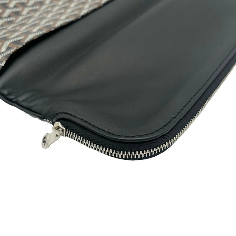 [Used] GOYARD Saint Marie MM Black PVC x Leather Clutch Bag Silver Hardware Brand Bag Used (GOYARD, sainte marie, mm, black, pvc, leather, silver, clutchbag, used)