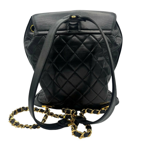 【中古】 CHANEL シャネル マトラッセ ココ サークルロゴ バックパック ブラック ラムスキン ゴールド金具 2番台(1991～1994年) ブランドバッグ リュック 中古品 (CHANEL,matelasse,coco,circle,rogo,lambskin,gold,backpack,used)