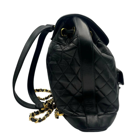 [Used] CHANEL Matelasse Coco Circle Logo Backpack Black Lambskin Gold Hardware No. 2 (1991-1994) Brand Bag Backpack Used (CHANEL, matelasse, coco, circle, rogo, lambskin, gold, backpack, used)