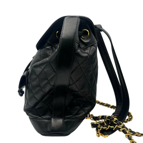 [Used] CHANEL Matelasse Coco Circle Logo Backpack Black Lambskin Gold Hardware No. 2 (1991-1994) Brand Bag Backpack Used (CHANEL, matelasse, coco, circle, rogo, lambskin, gold, backpack, used)