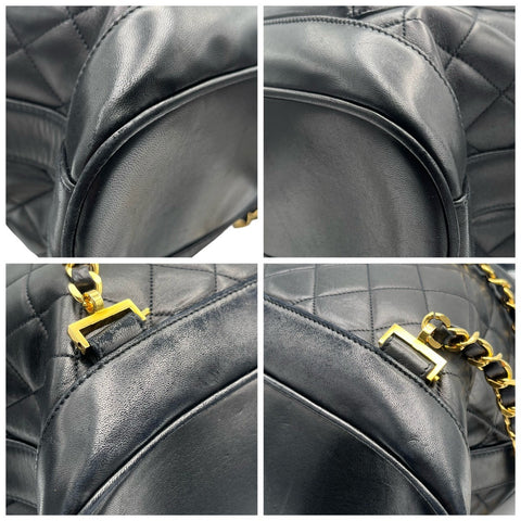 [Used] CHANEL Matelasse Coco Circle Logo Backpack Black Lambskin Gold Hardware No. 2 (1991-1994) Brand Bag Backpack Used (CHANEL, matelasse, coco, circle, rogo, lambskin, gold, backpack, used)