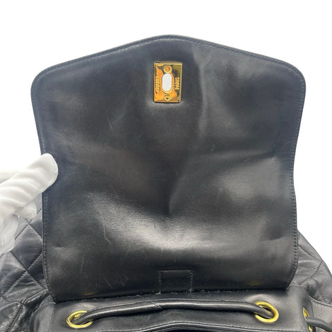 [Used] CHANEL Matelasse Coco Circle Logo Backpack Black Lambskin Gold Hardware No. 2 (1991-1994) Brand Bag Backpack Used (CHANEL, matelasse, coco, circle, rogo, lambskin, gold, backpack, used)