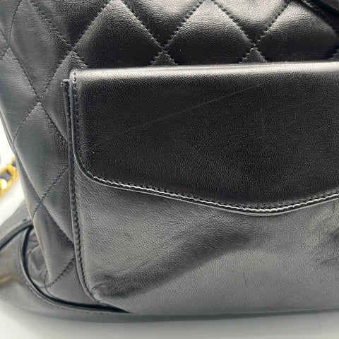 [Used] CHANEL Matelasse Coco Circle Logo Backpack Black Lambskin Gold Hardware No. 2 (1991-1994) Brand Bag Backpack Used (CHANEL, matelasse, coco, circle, rogo, lambskin, gold, backpack, used)