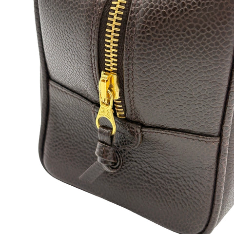 【中古】 CHANEL シャネル COCOMARK COSME POUCH ココマーク コスメポーチ POUCH ブラウン キャビアスキン 中古 BROWM CAVIARSKIN