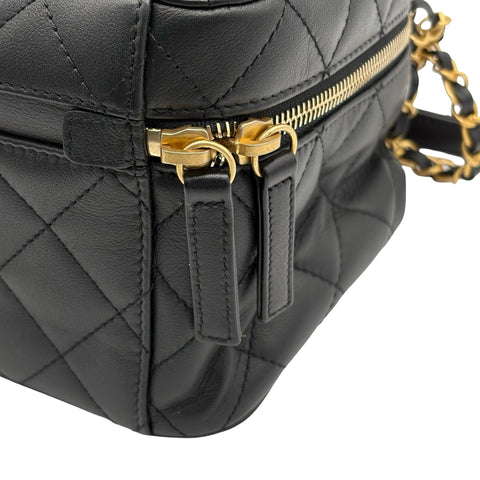 【中古】 CHANEL シャネル VANITYBAG  バニティバッグ ブラック カーフスキン ブランドバッグ ショルダーバッグ 中古品
