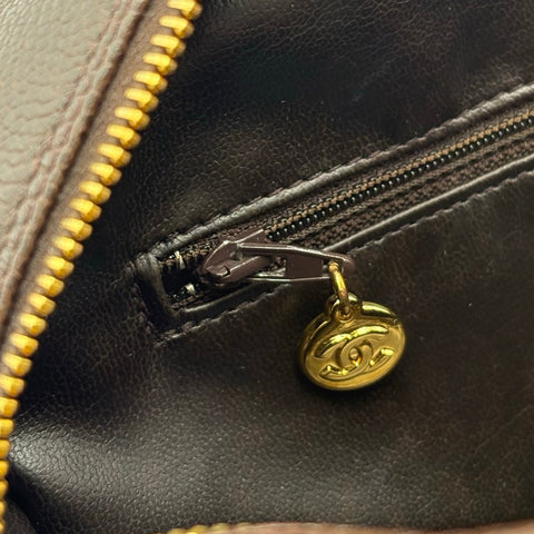 【中古】 CHANEL シャネル COCOMARK COSME POUCH ココマーク コスメポーチ POUCH ブラウン キャビアスキン 中古 BROWM CAVIARSKIN