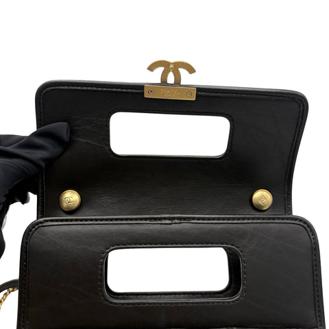 【中古】 CHANEL シャネル MINI FLAP BAG ミニフラップバッグ ショルダーバッグ ランダム番(2021年～) ブラック カーフスキン 中古 USED バッグ