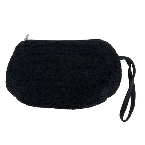 【中古】 CHANEL シャネル ビーチバッグ  タオル ポーチ 三点セット ブラック ブランドバッグ   中古品