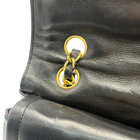 【中古】CHANEL シャネル PARIS LIMITED MATELASSE  DOUBLE FLAP パリ限定 マトラッセ ダブルフラップ ショルダーバッグ 1番台(1990年) ブラック ラムスキン ヴィンテージ 中古 USED バッグ