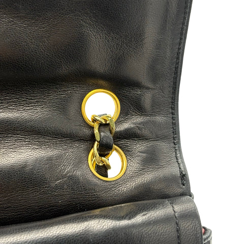 【中古】CHANEL シャネル PARIS LIMITED MATELASSE  DOUBLE FLAP パリ限定 マトラッセ ダブルフラップ ショルダーバッグ 1番台(1990年) ブラック ラムスキン ヴィンテージ 中古 USED バッグ