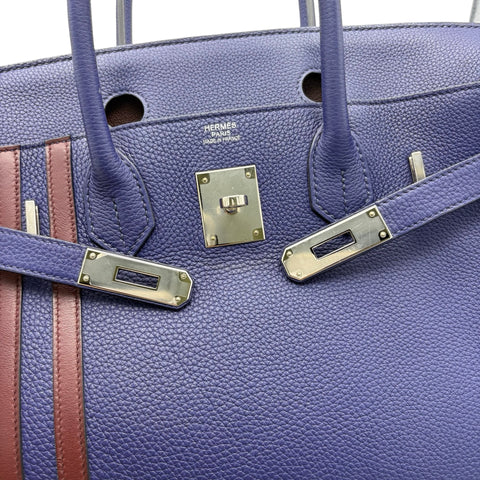 【中古】 Hermes エルメス BIRKIN30 バーキン30 ハンドバッグ C刻(2018年) ブルーエンカー/ボルドー トゴ 中古 USED バッグ