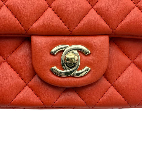 【中古】 CHANEL シャネル MINI MATELASSE FLAP BAG ミニマトラッセ ショルダーバッグ 24番台(2017年) レッド系 ラムスキン 中古 USED SALE