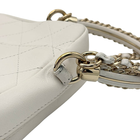 【中古】 CHANEL シャネル ハンドルバッグ  ホワイト ラムスキン 30番台(2020-2021年) ブランドバッグ ショルダーバッグ  中古品 レディース