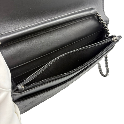 【中古】CHANEL シャネル WALLET ON CHAIN チェーンウォレット  21番台(2016年) ブラック ラムスキン 中古 USED バッグ 財布