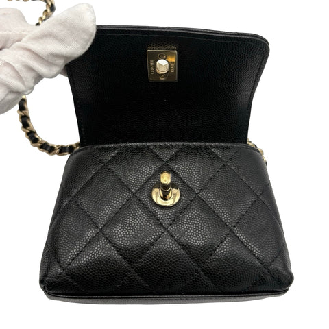 【中古】 CHANEL シャネル SUPER MINI COCOHANDLE ミニミニココハンドル ショルダーバッグ ハンドバッグ ランダム番(2021年～) ブラック キャビアスキン 中古 USED バッグ