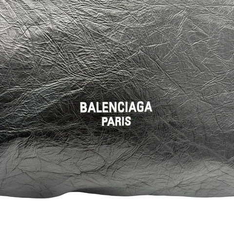【美品】 BALENCIAGA バレンシアガ CRUSH SHOULDER BAG クラッシュショルダー ショルダーバッグ 742942-1000・O・528147 ブラック レザー 美品 中古 USED バッグ