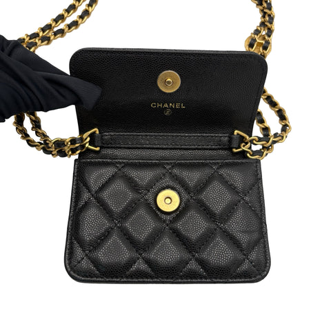 【中古】 CHANEL シャネルMINICHAINBAG ミニチェーンBAG ブラック ブランドバッグ ショルダーバッグ 中古品