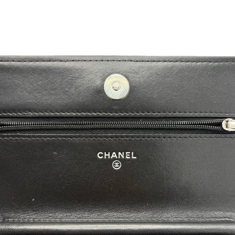 【中古】 CHANEL シャネル CHAIN WALLET チェーンウォレット ショルダーバッグ 31番台(2021年) ブラック キャビアスキン 美品 USED バッグ