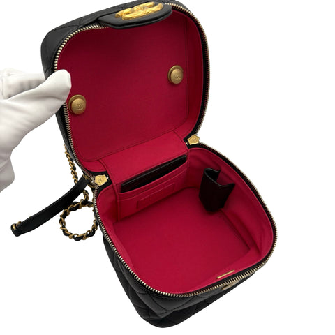 【中古】 CHANEL シャネル VANITYBAG  バニティバッグ ブラック カーフスキン ブランドバッグ ショルダーバッグ 中古品
