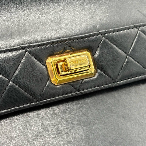 【中古】 CHANEL シャネル TRAPEZOID トラペゾヘド チェーンショルダー 1番台(1989-1991年) ブラック ラムスキン 中古 USED バッグ
