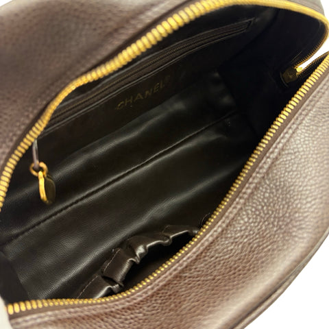 【中古】 CHANEL シャネル COCOMARK COSME POUCH ココマーク コスメポーチ POUCH ブラウン キャビアスキン 中古 BROWM CAVIARSKIN