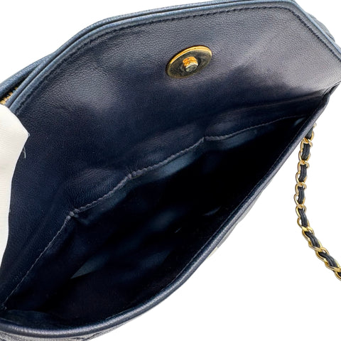 【中古】 CHANEL シャネル COCOMARK SHOULDER BAG フリンジタッセルチャームショルダーバッグ  1番台(2013年） ネイビー ラムスキン 中古 USED バッグ