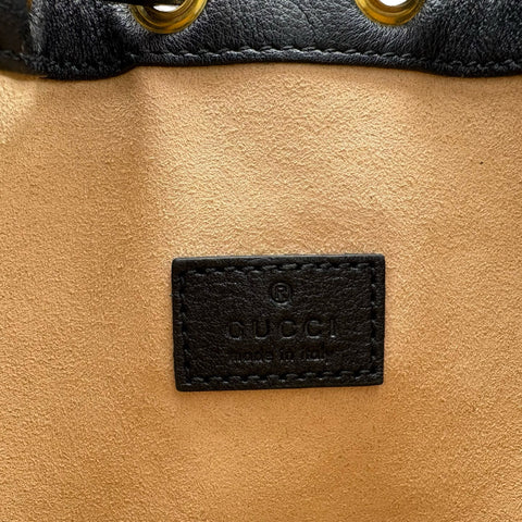 【中古】 GUCCI グッチ BAMBOO DIANA 2WAY DRAWSTRING BAG バンブー ダイアナ 2WAY巾着バッグ ショルダーバッグブラック レザー 中古 USED バッグ