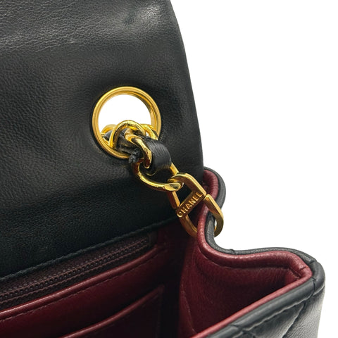 【中古】 CHANEL シャネル MINI MATELASSE ミニマトラッセ ショルダーバッグ 1番台(1990年) ブラック ラムスキン 中古 USED バッグ