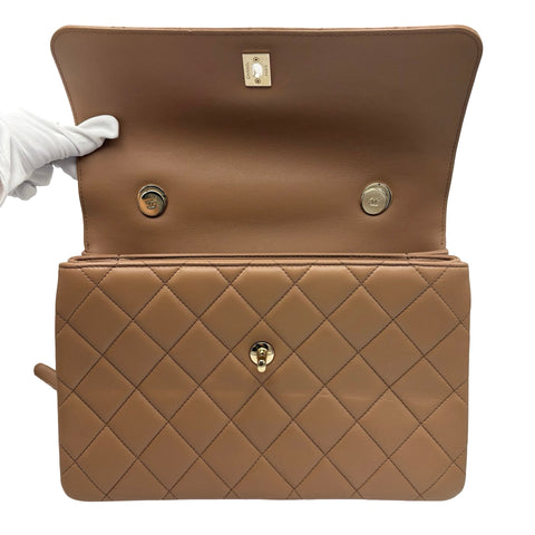 【中古】 CHANEL シャネル TRENDY CC BAG トップハンドル バッグ ハンドバッグ ランダム番(2021年～) ベージュ系 ラムスキン 中古 USED バッグ