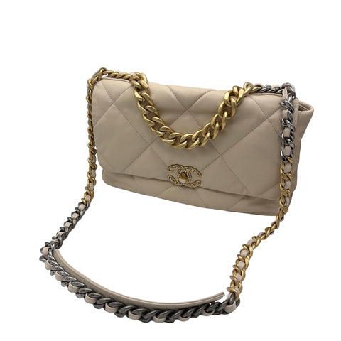 【中古】 CHANEL シャネル CHANEL 19 シャネル19 チェーンショルダー 30番台(2020年) ベージュ ラムスキン 中古 USED バッグ