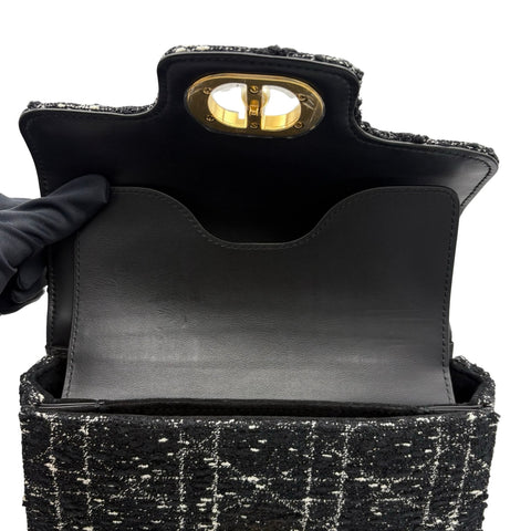 【美品】 Christian Dior クリスチャン ディオール JOLLY MINI ジョリー トップハンドルバッグ スモール ショルダーバッグ ブラック ツイード 美品 USED バッグ