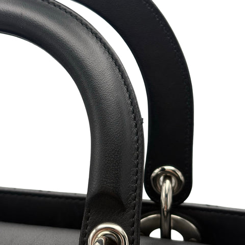 【中古】Christian Dior クリスチャン ディオール LADY DIOR MEDIUM BAG レディディオール ミディアム ハンドバッグ 14-BO-1210(2020年) ブラック ラムスキン 中古 USED バッグ