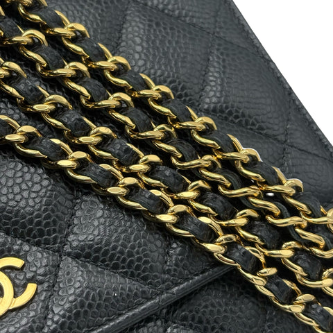 【中古】 CHANEL シャネル チェーンウォレット CHAIN WALLET 29番台(2019-2020年) ブラック キャビアスキン 中古 USED バッグ