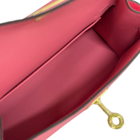 【美品】 Hermes エルメス MINI KELLY ミニケリー ハンドバッグ Ｄ刻 (2019年) ローズリップスティック エプソン 中古 USED バッグ