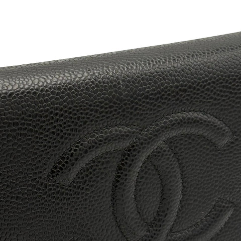 【中古】 CHANEL シャネル CHAIN WALLET チェーンウォレット ショルダーバッグ 19番台(2013~2015年) ブラック キャビアスキン 中古 USED バッグ