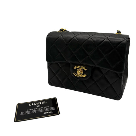 【中古】 CHANEL シャネル MINI MATELASSE ミニマトラッセ ショルダーバッグ 1番台(1990年) ブラック ラムスキン 中古 USED バッグ
