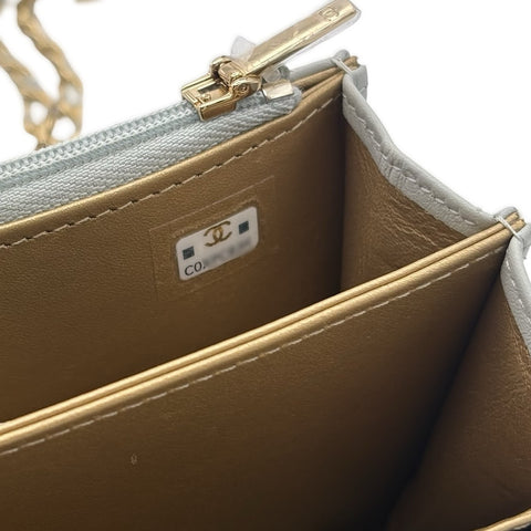 【中古】 CHANEL シャネル MINI MATELASSE FLAP BAG ミニマトラッセ ショルダーバッグ ランダム番(2021年～) グレー(水色系) ラムスキン 中古 USED バッグ