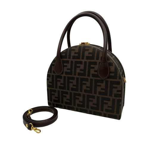 【中古】 FENDI フェンディ ZUCCA HANDBAG ズッカハンドバッグ ショルダーバッグ ブラウン キャンバス 中古 USED バッグ