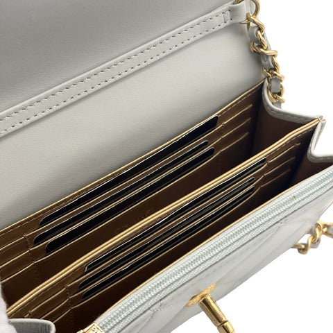【中古】 CHANEL シャネル MINI MATELASSE FLAP BAG ミニマトラッセ ショルダーバッグ ランダム番(2021年～) グレー(水色系) ラムスキン 中古 USED バッグ