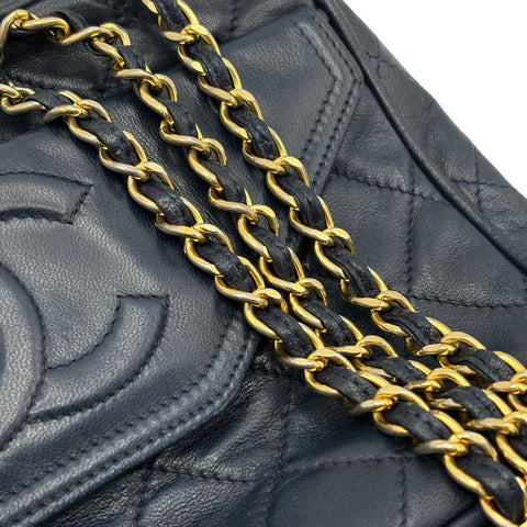 【中古】 CHANEL シャネル COCOMARK SHOULDER BAG フリンジタッセルチャームショルダーバッグ  1番台(2013年） ネイビー ラムスキン 中古 USED バッグ