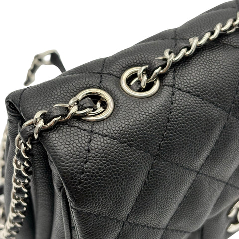 【美品】 CHANEL シャネル MATELASSE SHOULDERBAG マトラッセチェーンショルダーバッグ ショルダーバッグ 25番台(2017-2018年) ブラック キャビアスキン 中古 USED バッグ