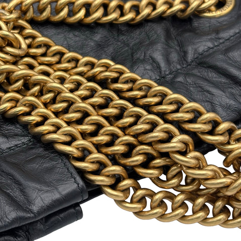 【美品】 BALENCIAGA バレンシアガ CRUSH SHOULDER BAG クラッシュショルダー ショルダーバッグ 742942-1000・O・528147 ブラック レザー 美品 中古 USED バッグ