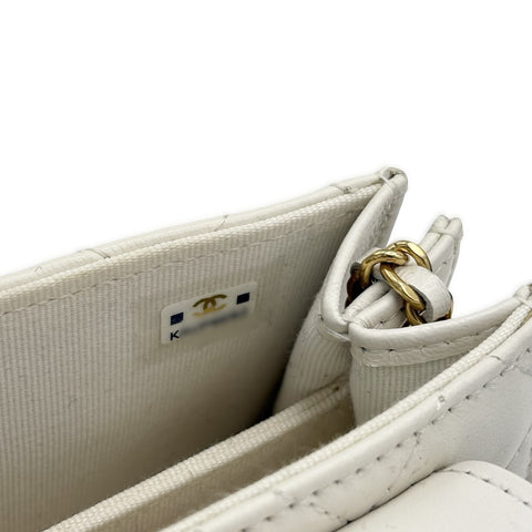 【中古】 CHANEL シャネル ミニフラップ チェーンショルダーバッグ ホワイト ラムスキン ホワイト系 ゴールド金具 ランダム番(2021年～) 中古品