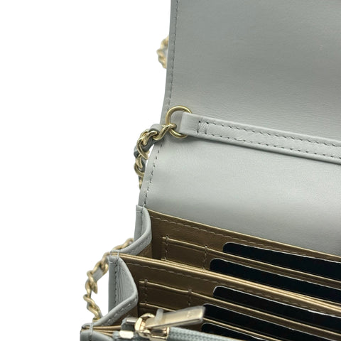【中古】 CHANEL シャネル MINI MATELASSE FLAP BAG ミニマトラッセ ショルダーバッグ ランダム番(2021年～) グレー(水色系) ラムスキン 中古 USED バッグ
