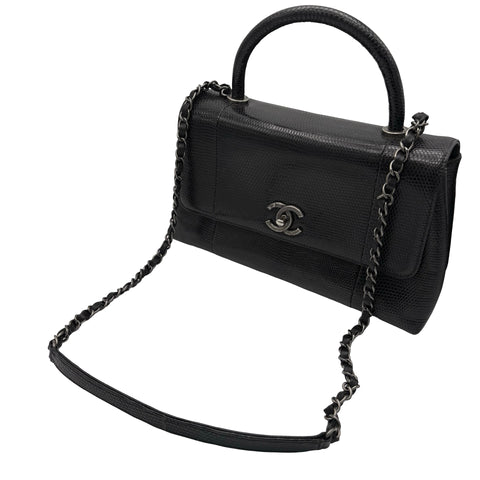 【中古】 CHANEL シャネル COCO HANDLE BAG ココハンドル ショルダーバッグ 21番台(2016年) ブラック リザード USED USED バッグ